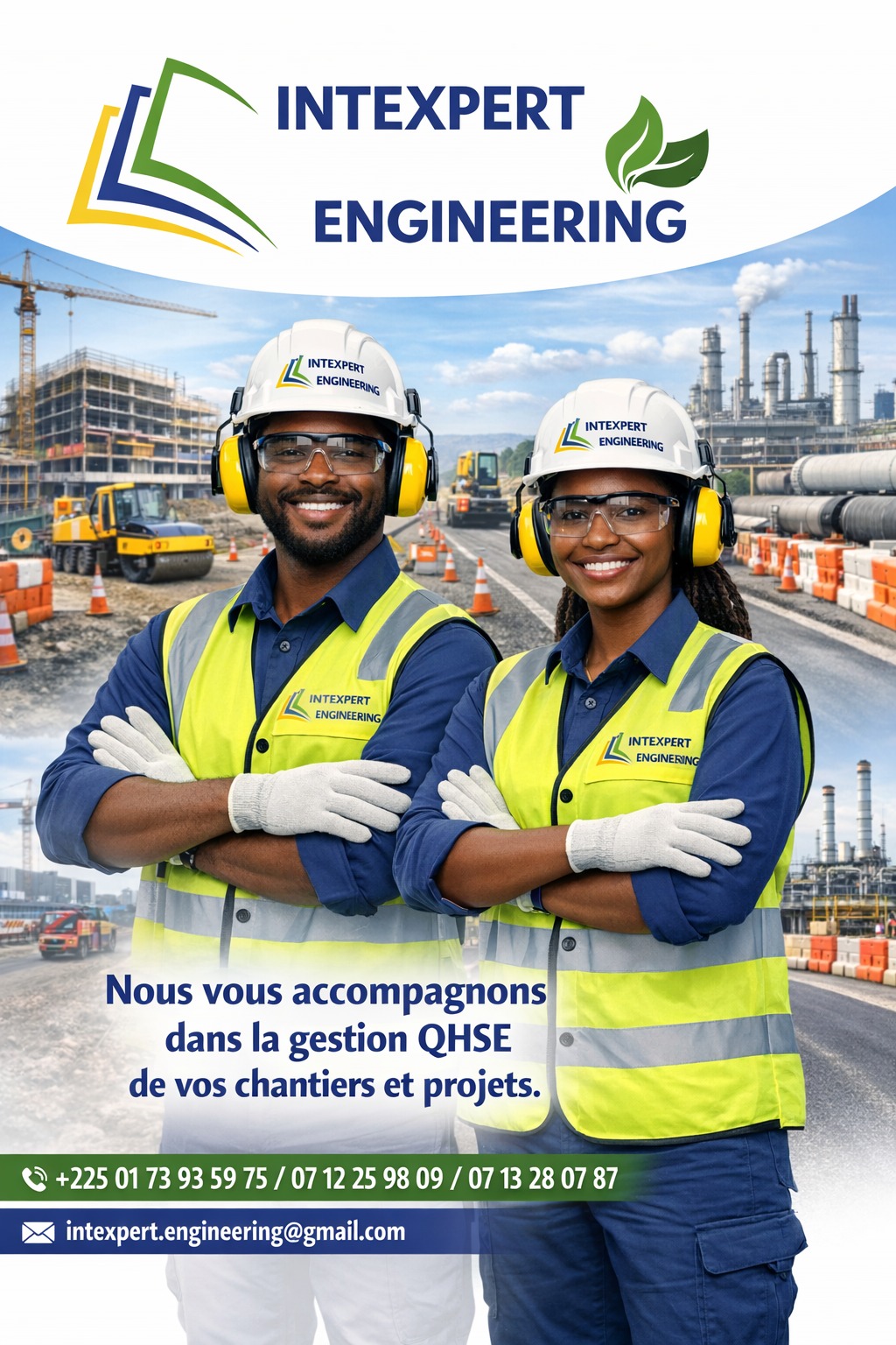 Équipe INTEXPERT ENGINEERING en EPI sur un chantier industriel